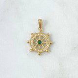 Pendant Timon 2.7gr / 2.5cm / White Zircons Green Yellow Gold 18K *