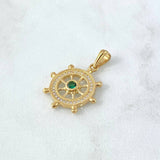 Pendant Timon 2.7gr / 2.5cm / White Zircons Green Yellow Gold 18K *
