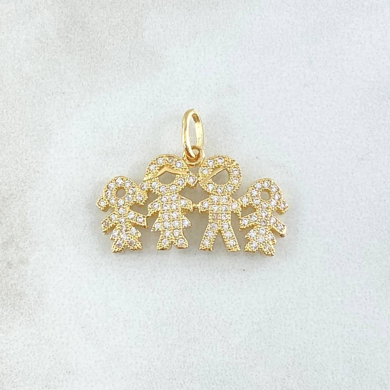 Dije Familia 2.75gr / 2cm / Circones Blancos Oro Amarillo 18K ©