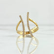 Pisces Hug Ring 3.15gr / Size 6 1/2 / White Zircons 18K Yellow Gold