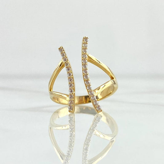 Pisces Hug Ring 3.15gr / Size 6 1/2 / White Zircons 18K Yellow Gold