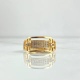 Ring Ring Rectangular Frame 4.45gr / Size 7 1/4 / White Zircons 18K Yellow Gold