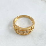 Ring Ring Rectangular Frame 4.45gr / Size 7 1/4 / White Zircons 18K Yellow Gold