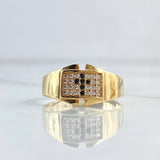 Cross Ring Thick Square 3.2gr / Size 7 1/2 / White and Black Zircons 18K Yellow Gold