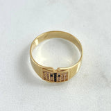 Cross Ring Thick Square 3.2gr / Size 7 1/2 / White and Black Zircons 18K Yellow Gold