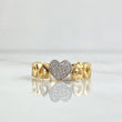 Ring Necklace Hearts 2.65gr / Size 7 1/2 / White Zircons Two 18K Yellow and White Golds