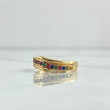 Mesetal Line Ring 2.7gr / Size 5 1/2 / Colored Zircons 18K Yellow Gold