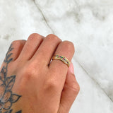 Mesetal Line Ring 2.7gr / Size 5 1/2 / Colored Zircons 18K Yellow Gold