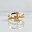 Double Cross Ring 3.05gr / Size 6 1/2 / White Zircons 18K Yellow Gold