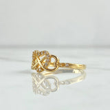 Infinity Heart Ring 2.5gr / Size 7 1/2 / White Zircons 18K Yellow Gold