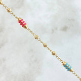 Bracelet Rustic Military Style 2.75gr / 7.1in / 3mm Diamond Cut Colored Rubber 18K Gold ©