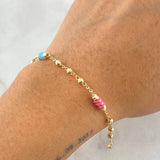 Bracelet Rustic Military Style 2.75gr / 7.1in / 3mm Diamond Cut Colored Rubber 18K Gold ©