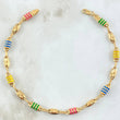 Tobillera Rustica Ovalada Diamantada 6.05gr / 24cm / Cauchos Colores Oro Amarillo 18K ©