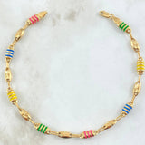 Tobillera Rustica Ovalada Diamantada 6.05gr / 24cm / Cauchos Colores Oro Amarillo 18K ©