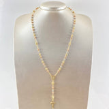 Miraculous Virgin Rosario Cross Polished 10.8gr / 50cm / 4mm-5mm Bead Diamond Cut Three Golds 18K ©