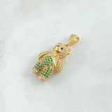 Pendant Bear 6.4gr / 3cm / Articulated White Green Zircons Yellow Gold 18K ©