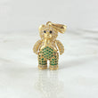 Pendant Bear 6.4gr / 3cm / Articulated White Green Zircons Yellow Gold 18K ©