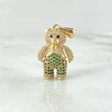 Pendant Bear 6.4gr / 3cm / Articulated White Green Zircons Yellow Gold 18K ©