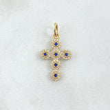 Pendant Pendant Thick Cross 2gr / 3cm / White Blue Zirconia Yellow Gold 18K ©