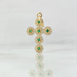 Pendant Pendant Thick Cross 1.95gr / 3cm / White Green Zircons Yellow Gold 18K ©