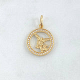 Pendant San Miguel Arcangel 2.1gr / 2.5cm / Circle White Zircons Yellow Gold 18K ©