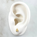 Topos Corona Real Basteada 0.8gr / 6.5mm Circones Azules Blancos Oro Amarillo 18K