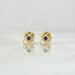 Stud Earrings Flower Four Petals 0.7gr / 5.6mm Blue Zircon Yellow Gold 18K