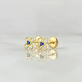 Stud Earrings Flower Four Petals 0.7gr / 5.6mm Blue Zircon Yellow Gold 18K