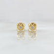 Stud Earrings Four Petals Flower 0.7gr / 5.6mm White Zircon Yellow Gold 18K