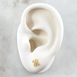 Stud Earrings Four Petals Flower 0.7gr / 5.6mm White Zircon Yellow Gold 18K