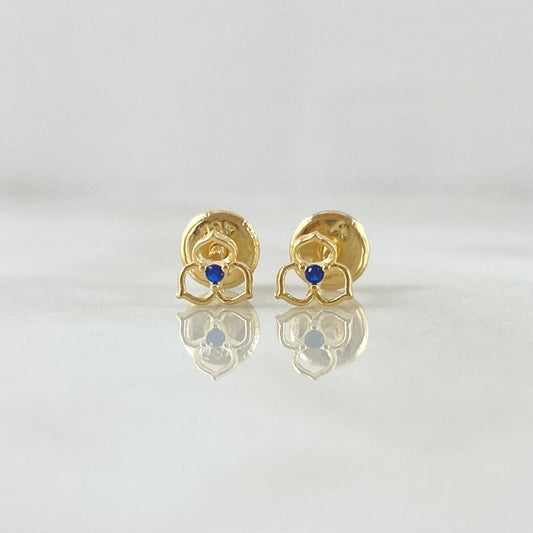 Topos Flor Tres Petalos 0.6gr / 5mm Circones Azules Oro Amarillo 18K *