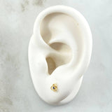 Stud Earrings Three-Petal Flower 0.6gr / 5mm Blue Zirconia 18K Gold *