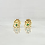 Topos Flor Tres Petalos 0.55gr / 5mm Circones Verdes Oro Amarillo 18K ©