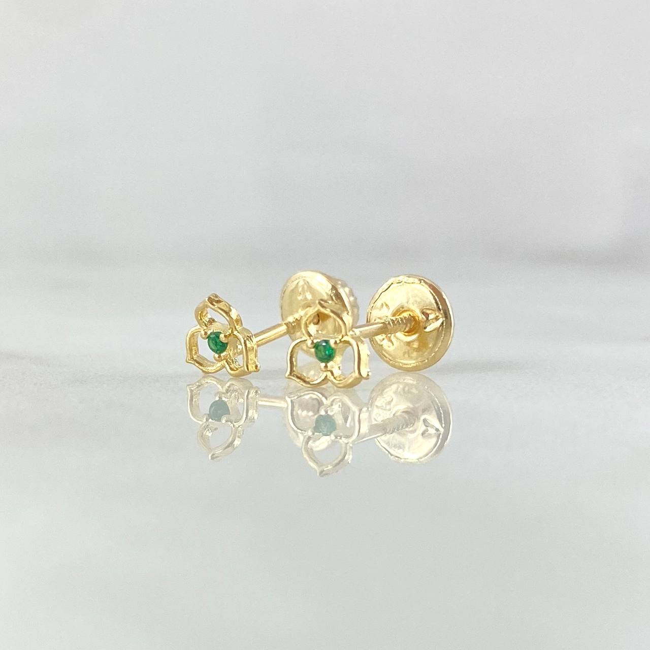 Topos Flor Tres Petalos 0.55gr / 5mm Circones Verdes Oro Amarillo 18K *