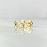 Topos Flor Tres Petalos 0.55gr / 5mm Circones Verdes Oro Amarillo 18K *