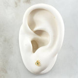 Topos Flor Tres Petalos 0.55gr / 5mm Circones Verdes Oro Amarillo 18K ©