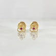 Topos Flor Tres Petalos 0.55gr / 5mm Circones Fucsias Oro Amarillo 18K *