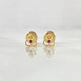 Topos Flor Tres Petalos 0.55gr / 5mm Circon Fucsia Oro Amarillo 18K