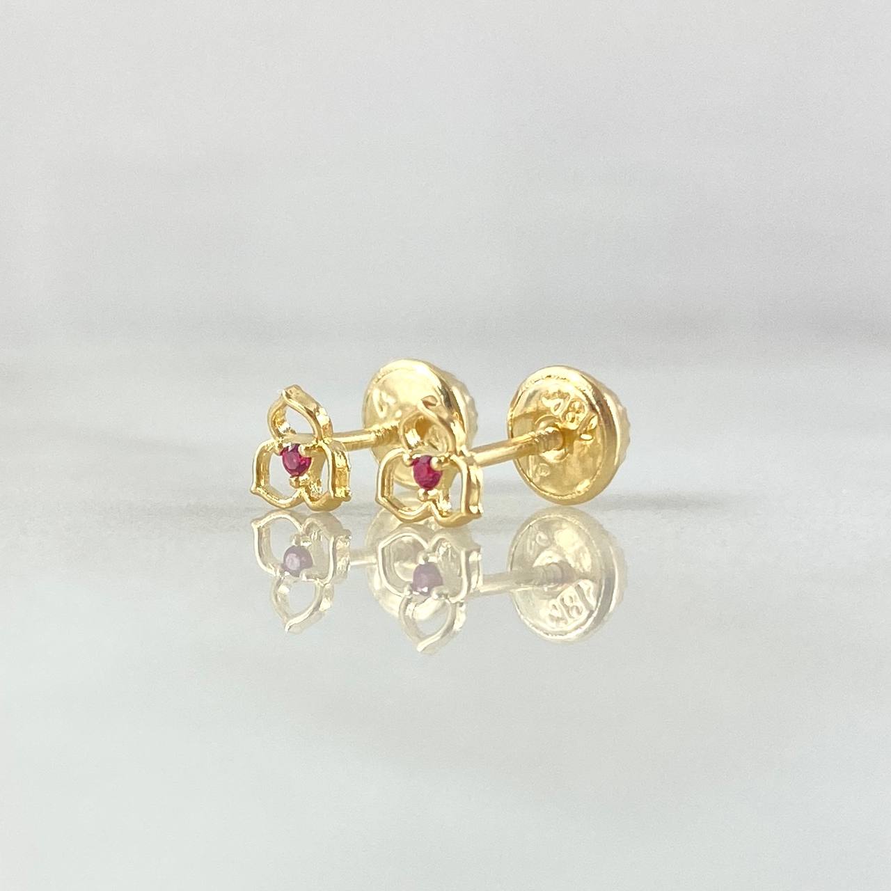 Topos Flor Tres Petalos 0.55gr / 5mm Circon Fucsia Oro Amarillo 18K