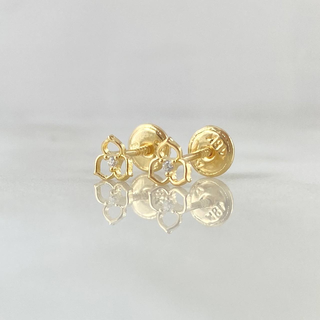 Topos Flor Tres Petalos 0.55gr / 5mm Circon Blanco Oro Amarillo 18K