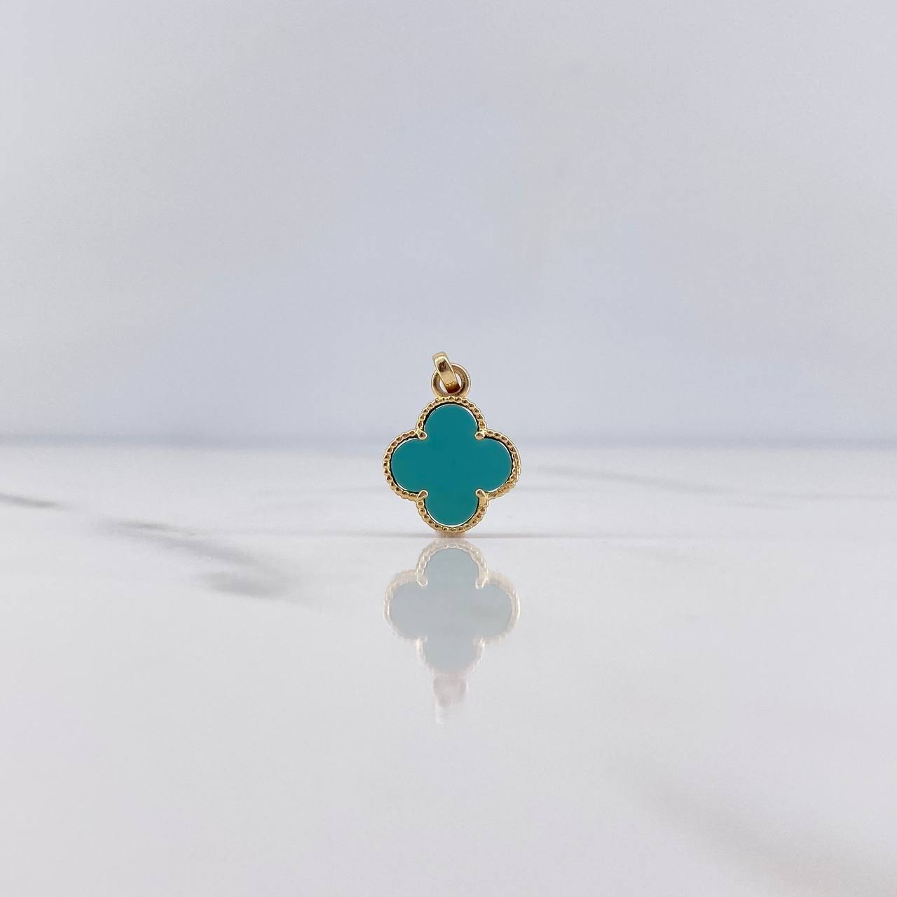 Pendant Clover 1.15gr / 1.8cm / Turquoise 18K Yellow Gold &
