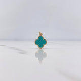 Pendant Clover 1.15gr / 1.8cm / Turquoise 18K Yellow Gold &
