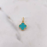 Pendant Clover 1.15gr / 1.8cm / Turquoise 18K Yellow Gold &