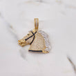 Pendant Horse 8.15gr / 3.5cm / Black and White Zircons Three 18K Golds &