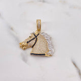 Pendant Horse 8.15gr / 3.5cm / Black and White Zircons Three 18K Golds &