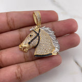 Pendant Horse 8.15gr / 3.5cm / Black and White Zircons Three 18K Golds &