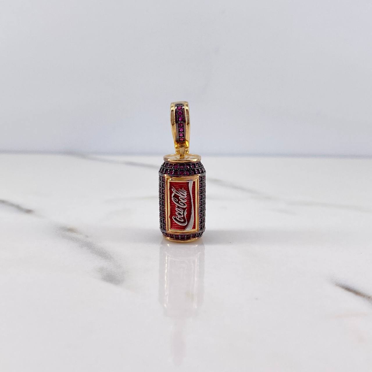 Pendant Soda Can 8.1gr / 3.2cm / Fuchsia Zircons Three 18K Golds &