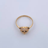 Bear Face Ring 2.2gr / T7 / Black and White Zircons 18K Gold &