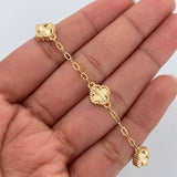 Pulso Aro Seguido Trebol 4.65gr / 18.6cm-20.3cm / Oro Amarillo Nac.Esp. 18K &