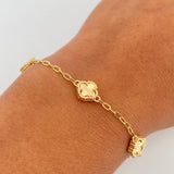Pulso Aro Seguido Trebol 4.65gr / 18.6cm-20.3cm / Oro Amarillo Nac.Esp. 18K &